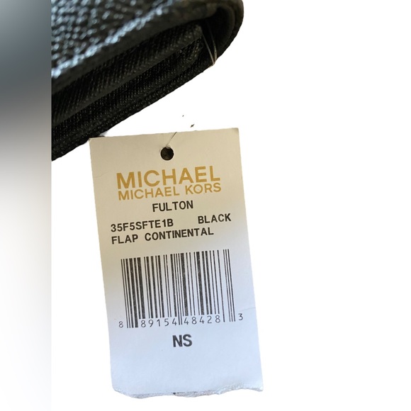 New! Michael Kors Fulton Continental Clutch Black Wallet - Picture 2 of 5